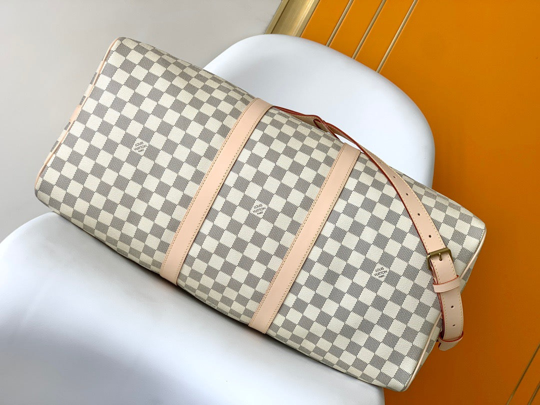 Louis Vuitton Keepall 55 Beige Checkerboard