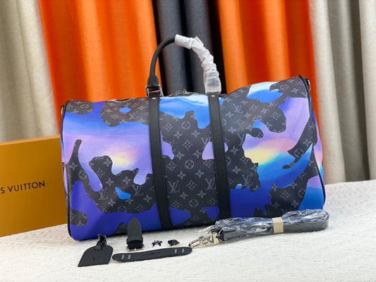 Louis Vuitton Keepall Bandouliere 55 Monogram Painted Silk Screen