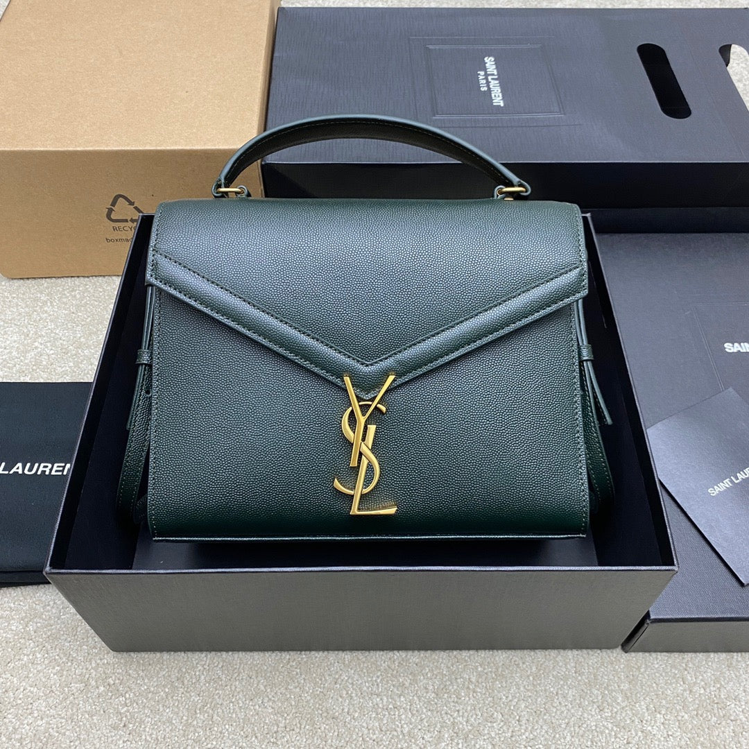 Saint Laurent Large Cassandra Bag In Dark Green Calfskin