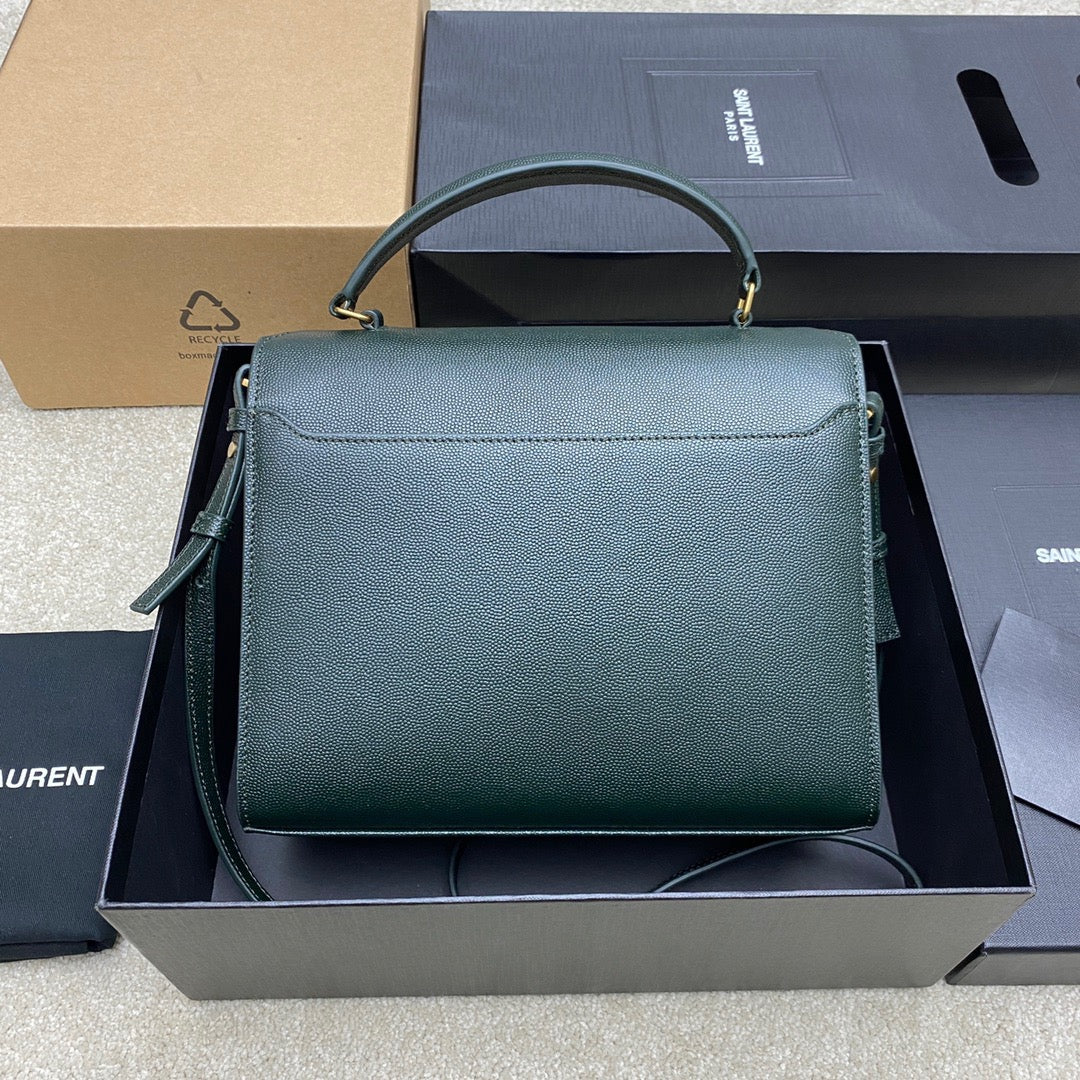 Saint Laurent Large Cassandra Bag In Dark Green Calfskin