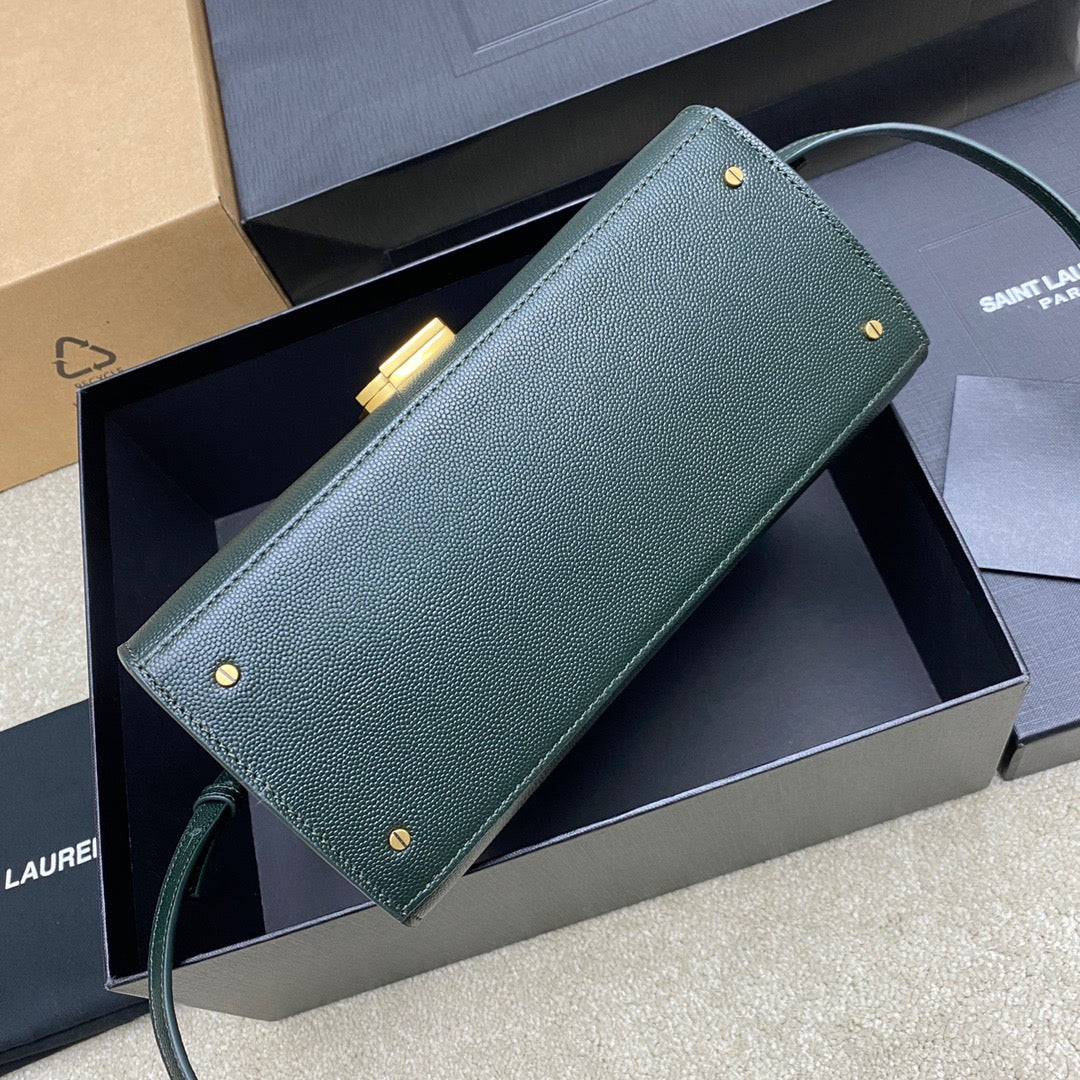 Saint Laurent Large Cassandra Bag In Dark Green Calfskin