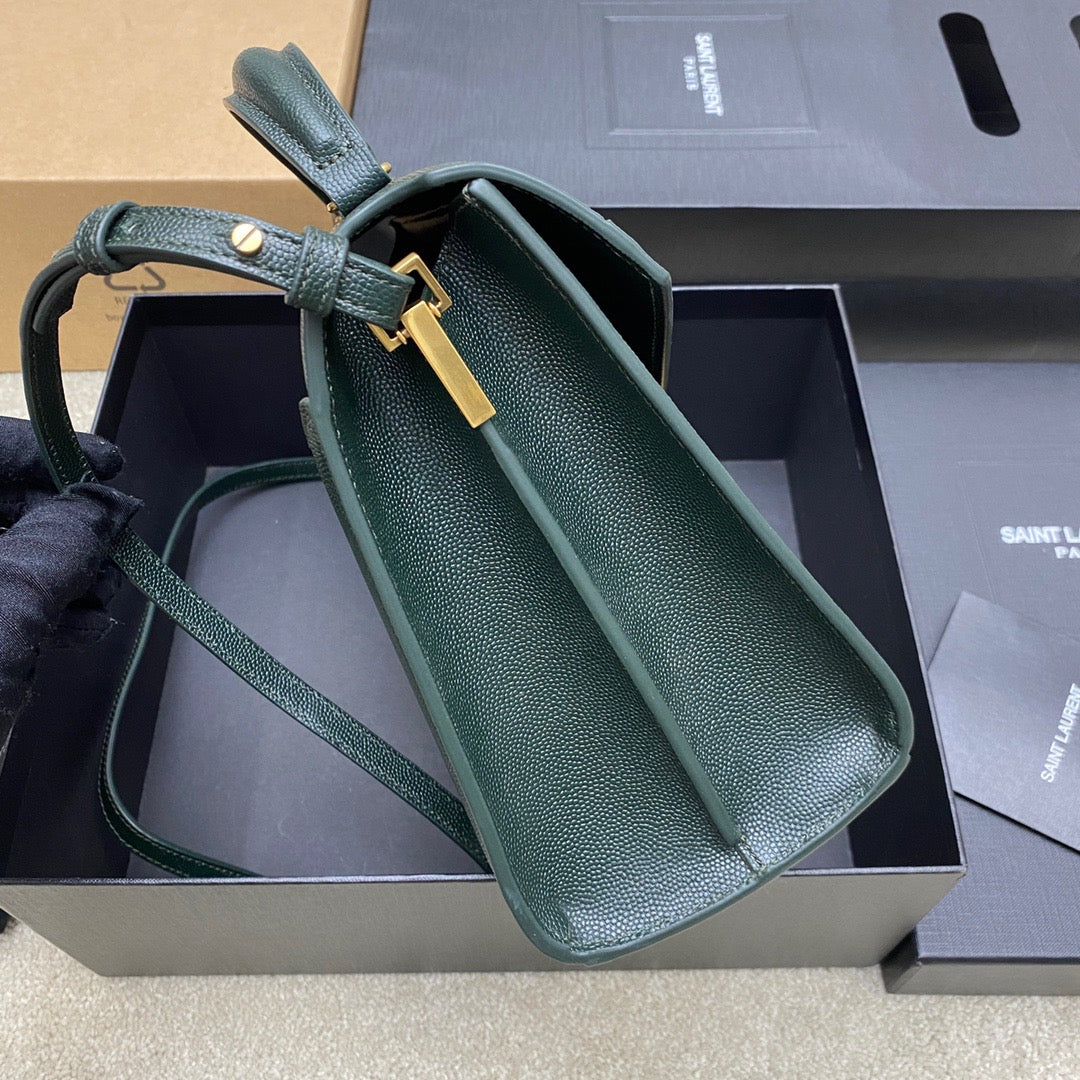 Saint Laurent Large Cassandra Bag In Dark Green Calfskin