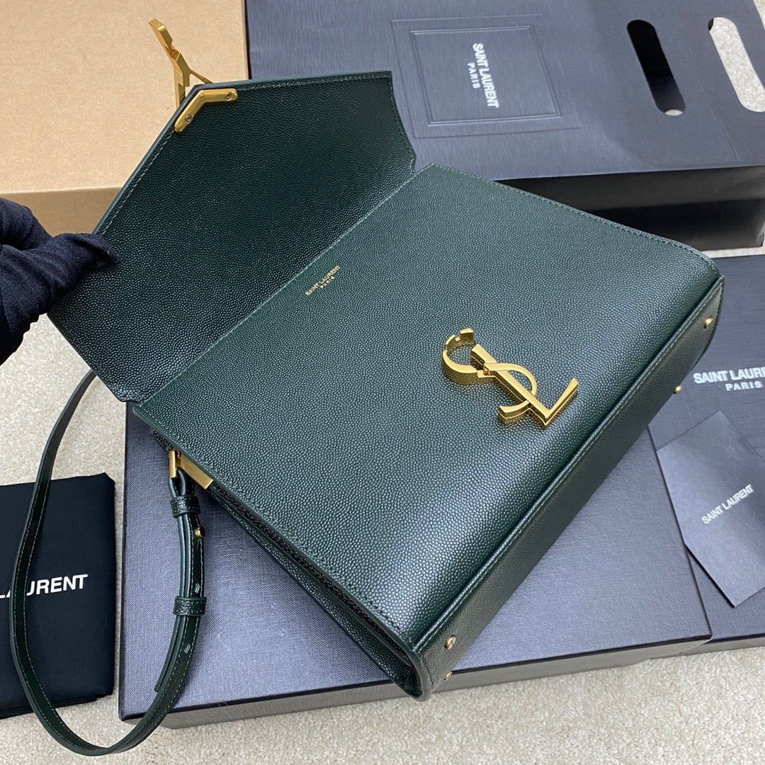 Saint Laurent Large Cassandra Bag In Dark Green Calfskin