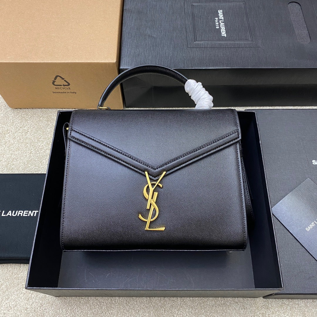 Saint Laurent Large Cassandra Bag In Black Calfskin