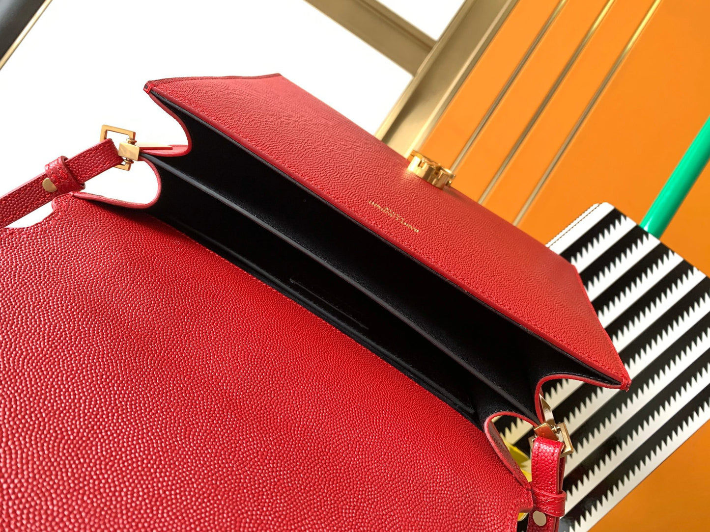 Saint Laurent Large Cassandra Bag In Red Calfskin