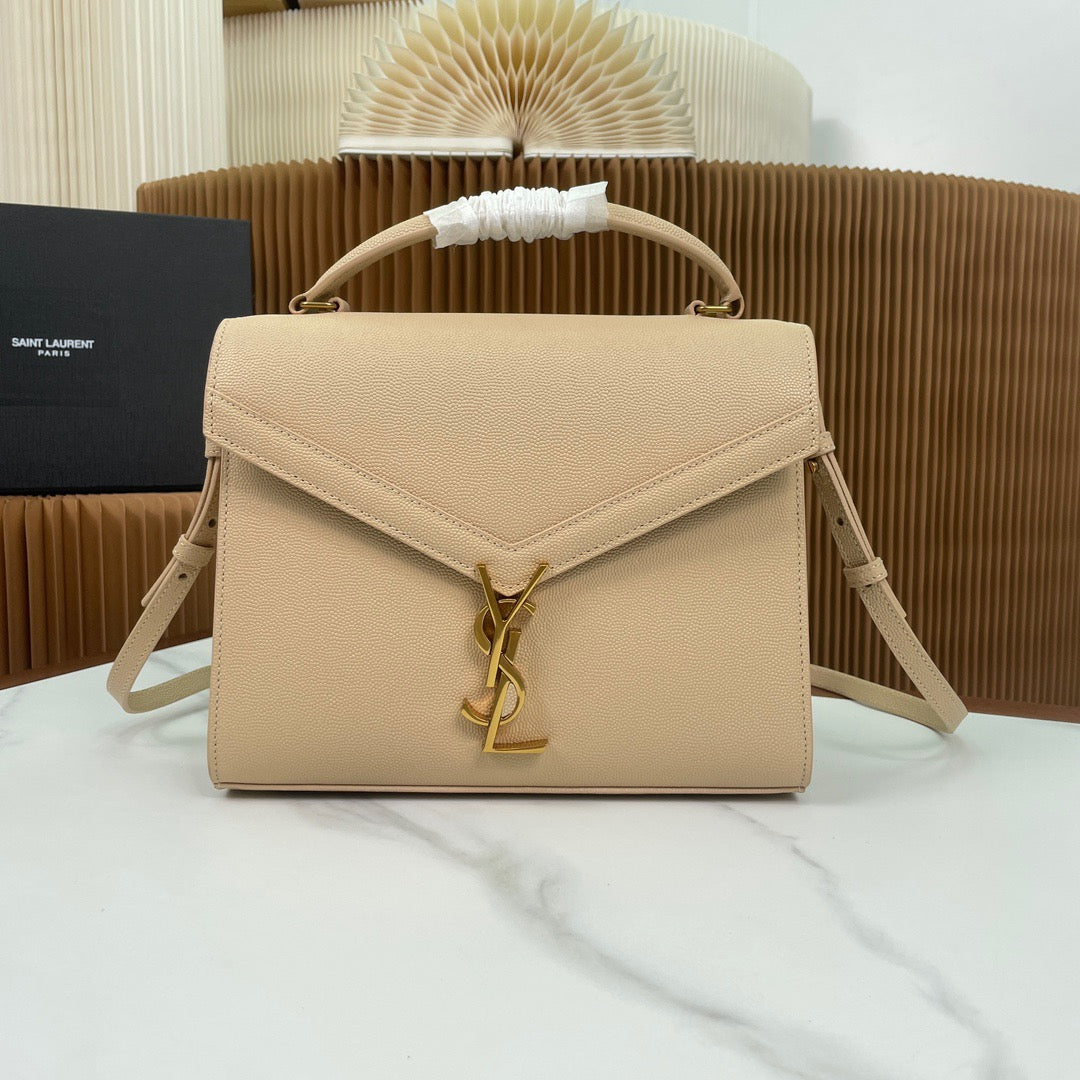 Saint Laurent Large Cassandra Bag In Apricot Calfskin