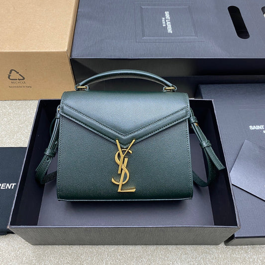 Saint Laurent Cassandra Bag In Dark Green Calfskin