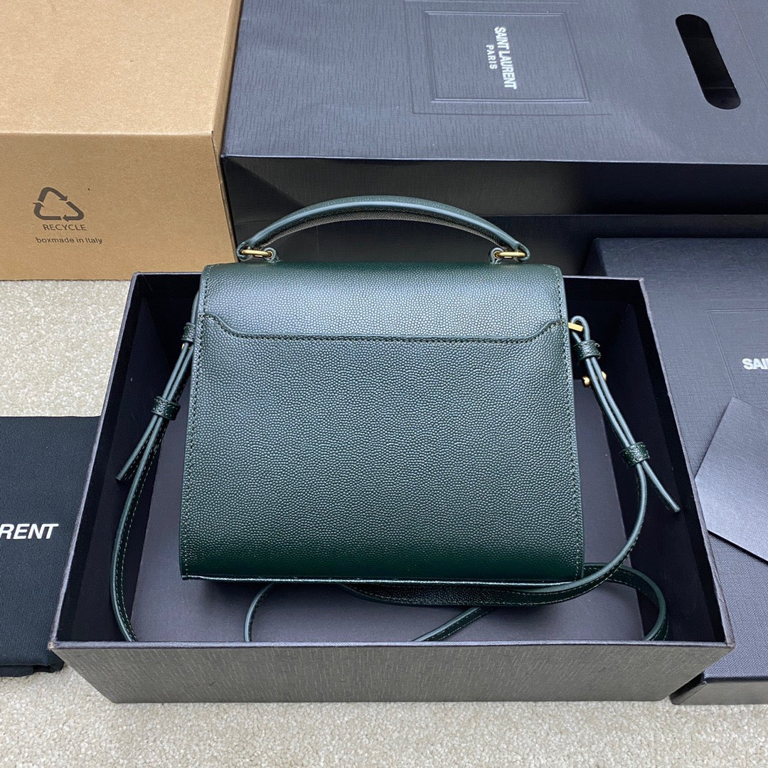 Saint Laurent Cassandra Bag In Dark Green Calfskin