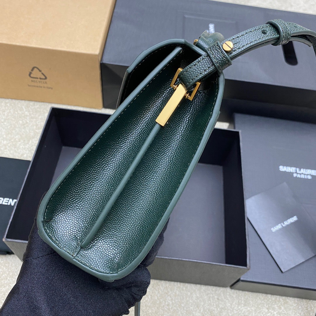 Saint Laurent Cassandra Bag In Dark Green Calfskin