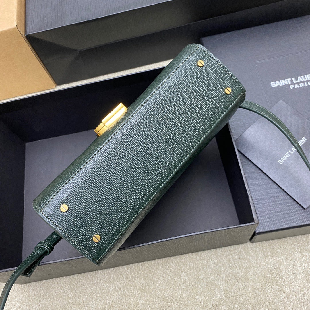 Saint Laurent Cassandra Bag In Dark Green Calfskin