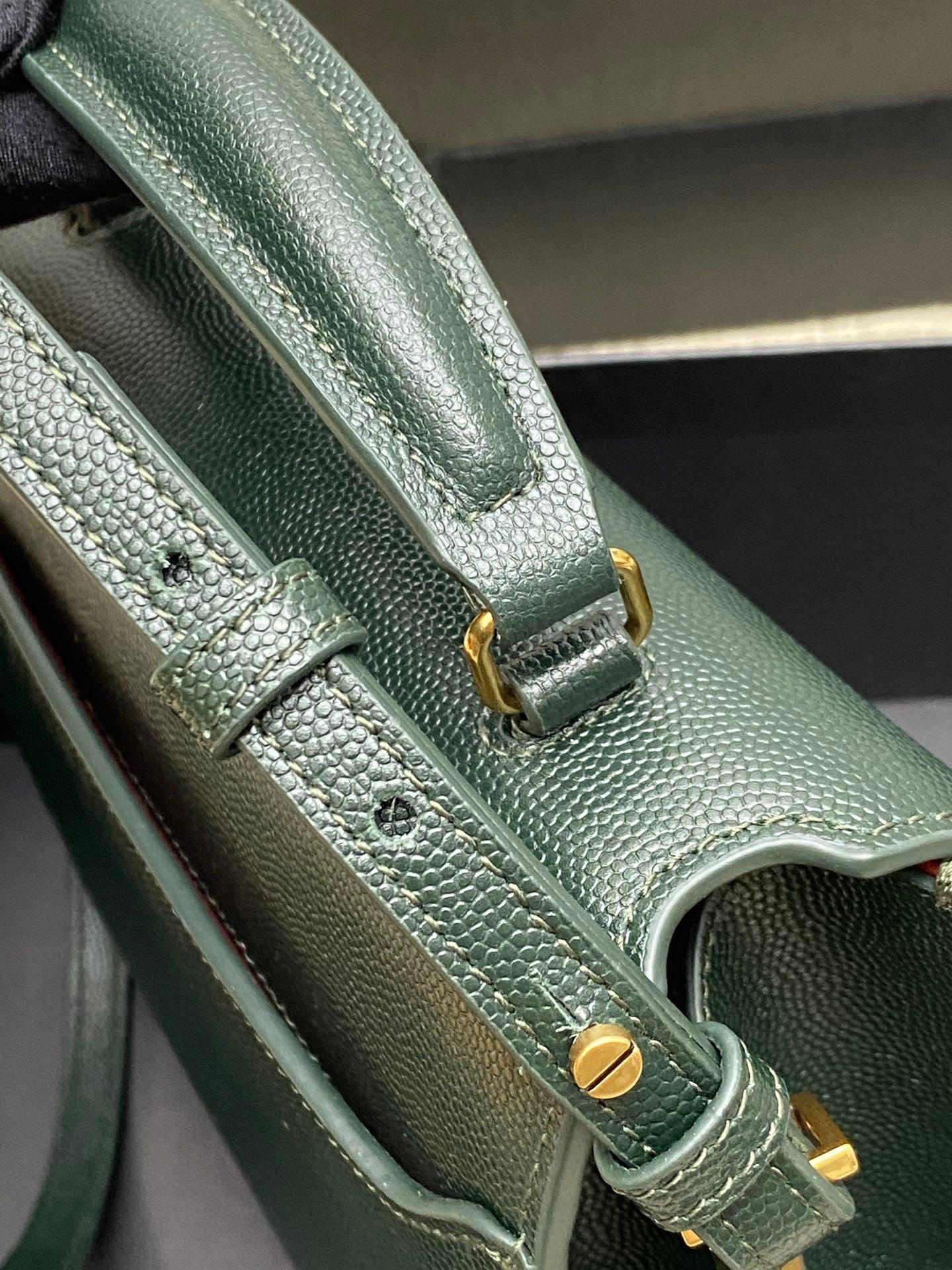 Saint Laurent Cassandra Bag In Dark Green Calfskin