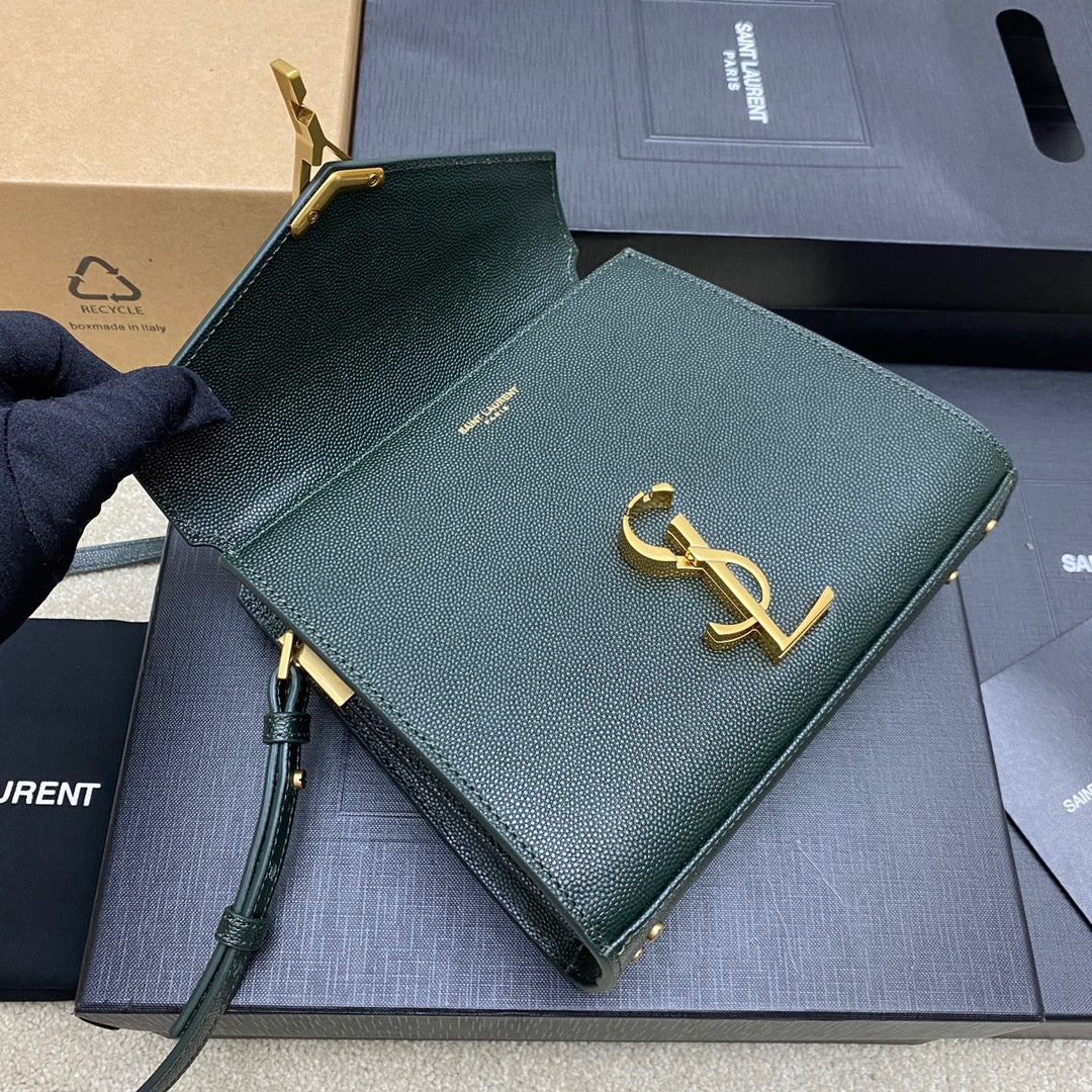 Saint Laurent Cassandra Bag In Dark Green Calfskin