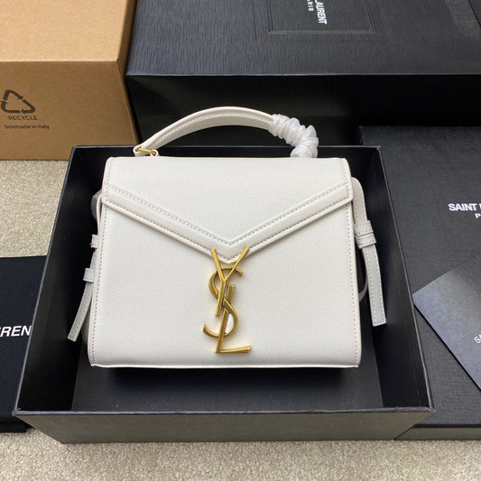 Saint Laurent Cassandra Bag In White Calfskin