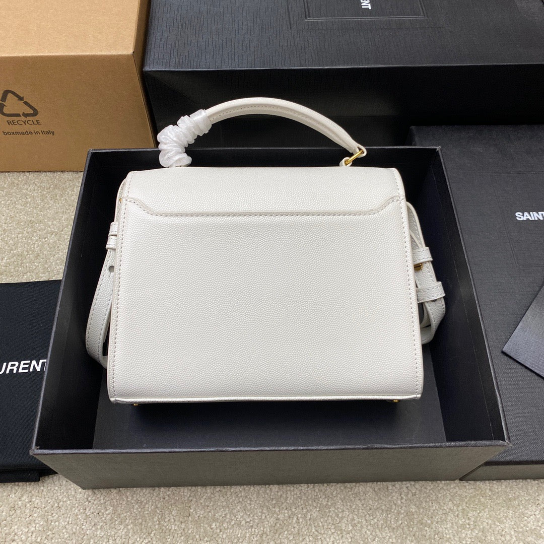 Saint Laurent Cassandra Bag In White Calfskin