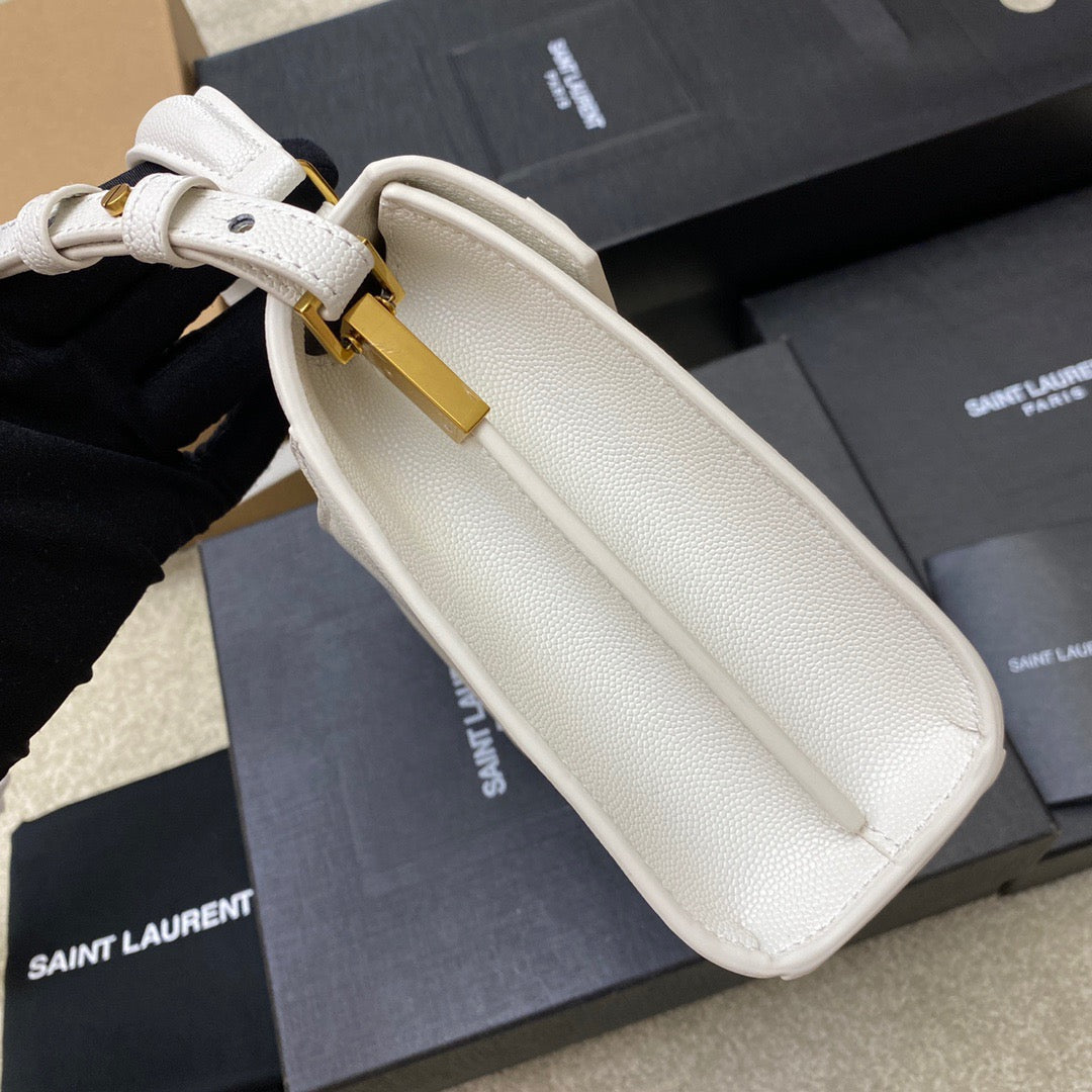 Saint Laurent Cassandra Bag In White Calfskin