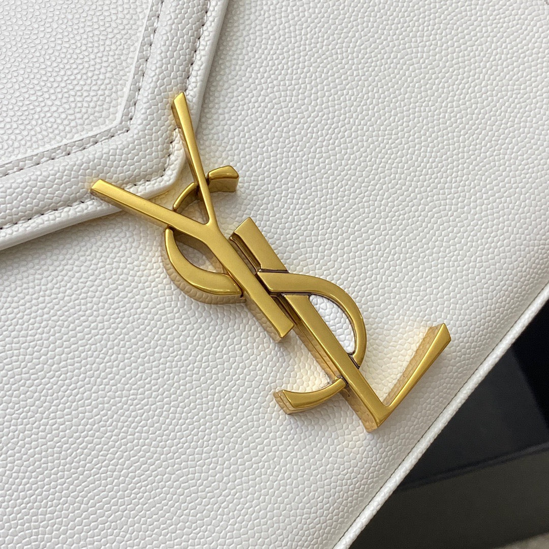 Saint Laurent Cassandra Bag In White Calfskin