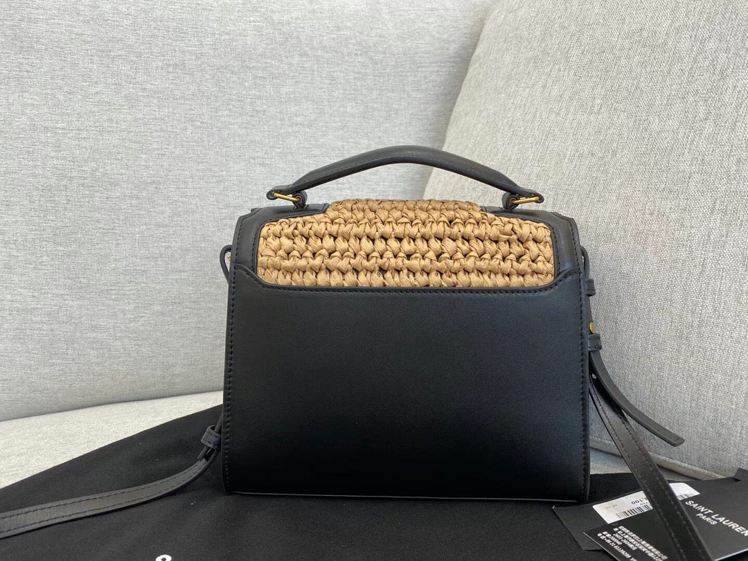 Saint Laurent Cassandra Woven Bag In Brown