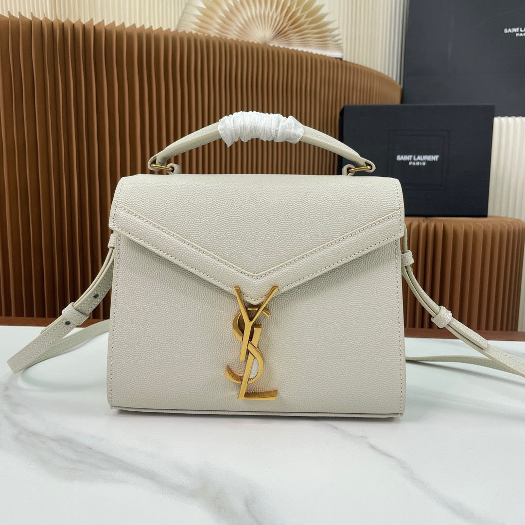 Saint Laurent Cassandra Bag In Off White Calfskin