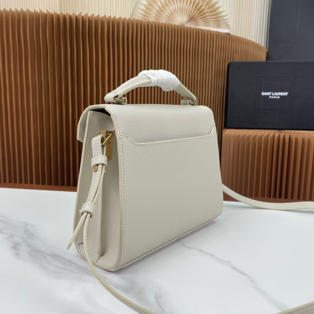 Saint Laurent Cassandra Bag In Off White Calfskin