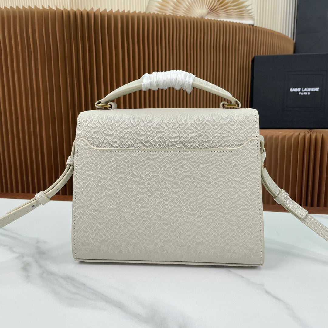 Saint Laurent Cassandra Bag In Off White Calfskin