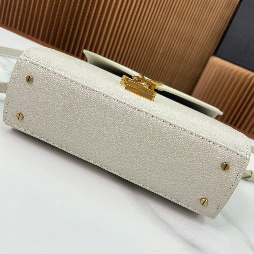 Saint Laurent Cassandra Bag In Off White Calfskin