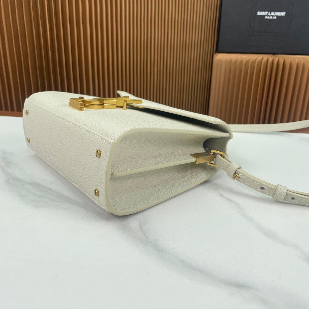 Saint Laurent Cassandra Bag In Off White Calfskin