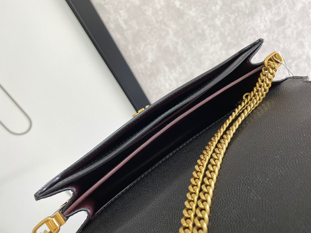 Saint Laurent Cassandra Bag In Black Calfskin