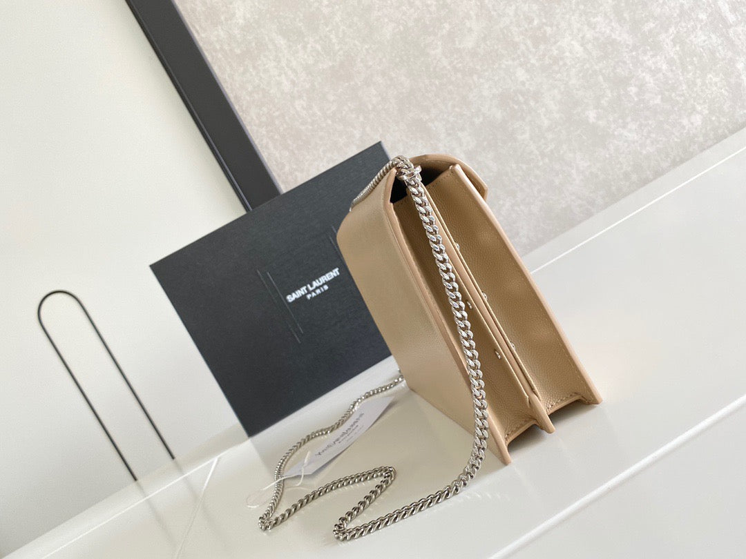 Saint Laurent Cassandra Bag In Apricot Calfskin