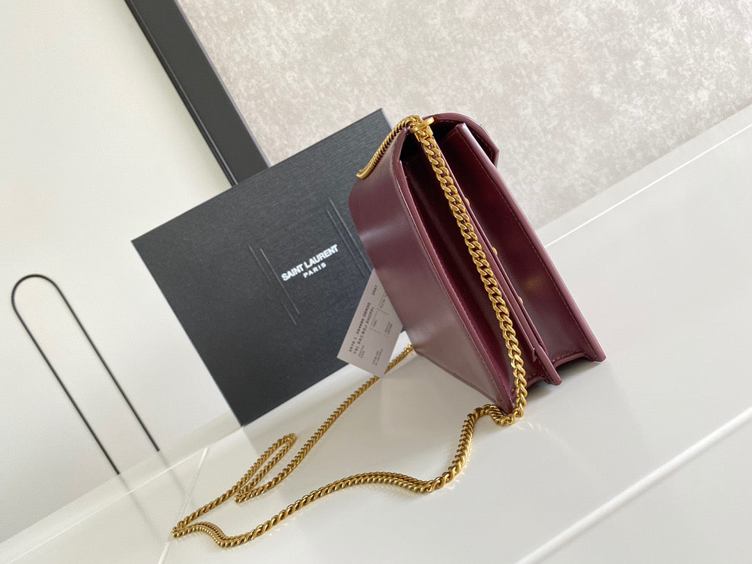 Saint Laurent Cassandra Bag In Burdungy Calfskin