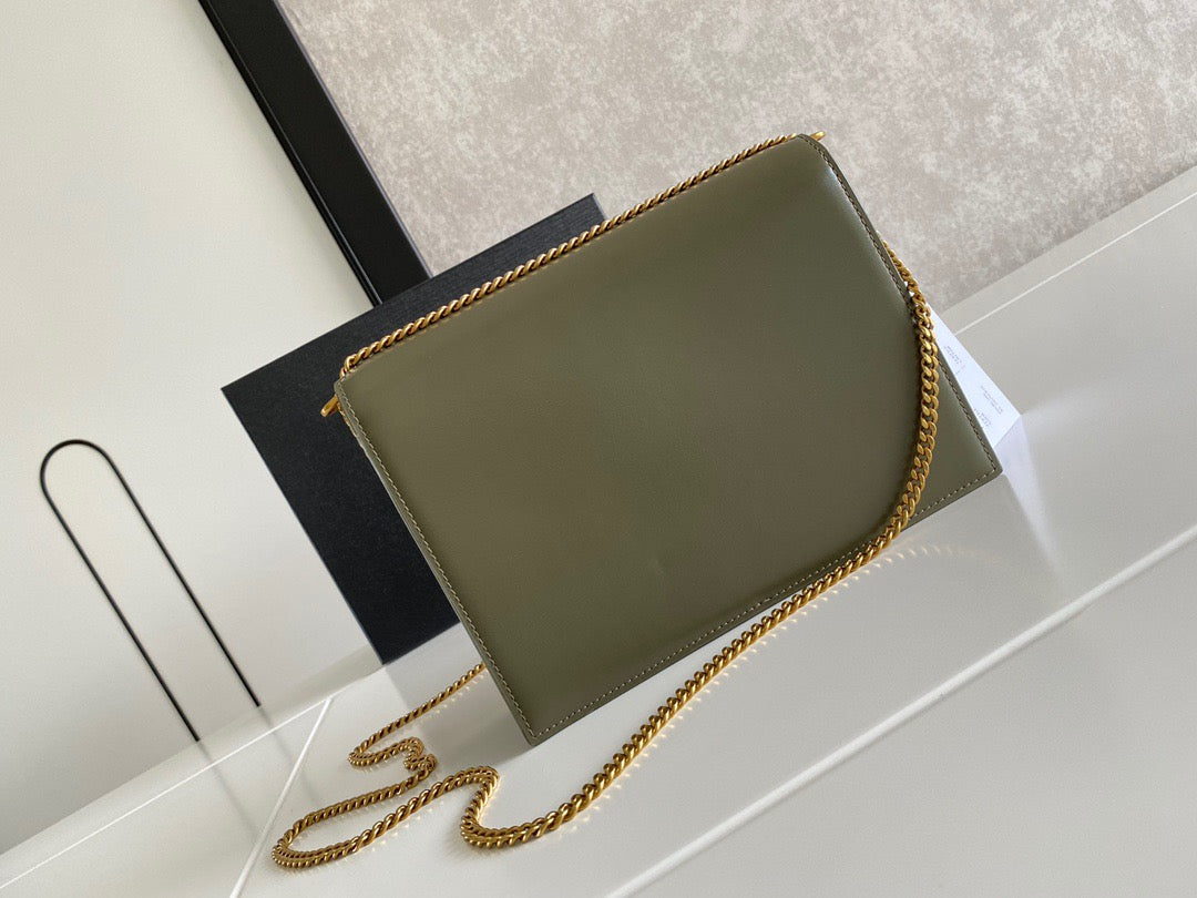 Saint Laurent Cassandra Bag In Green Calfskin