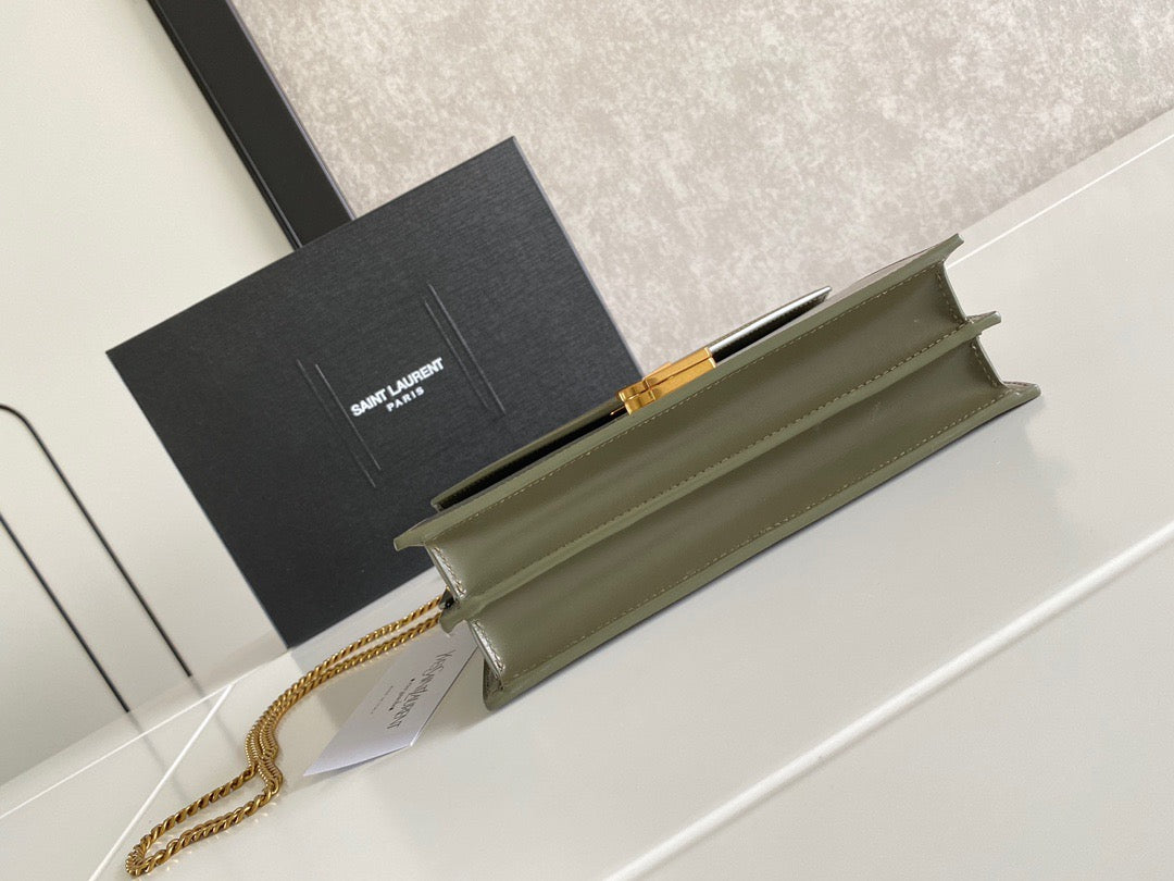 Saint Laurent Cassandra Bag In Green Calfskin