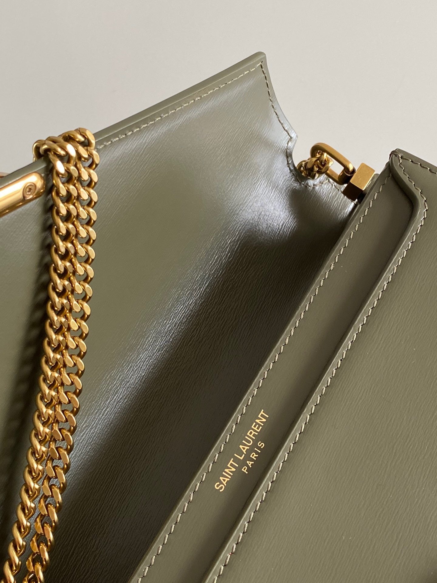 Saint Laurent Cassandra Bag In Green Calfskin