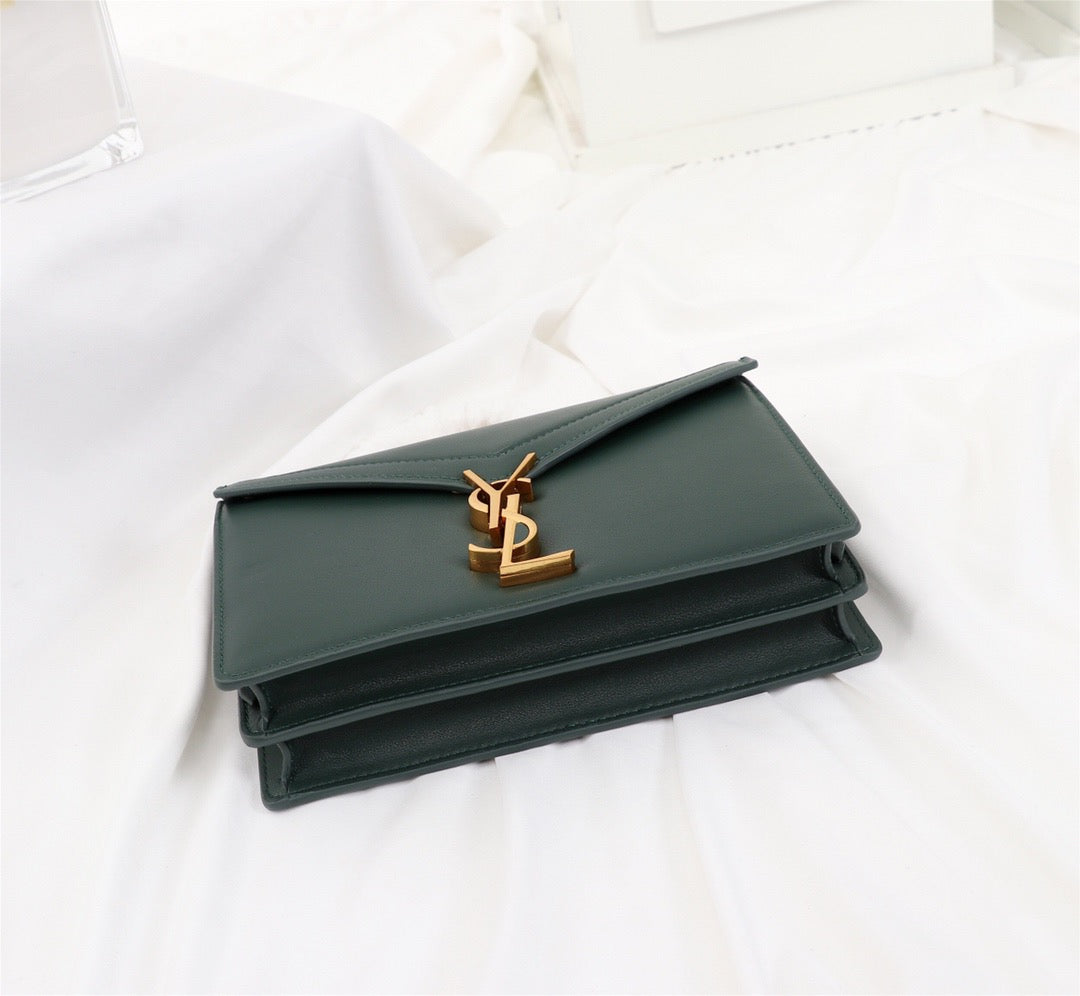 Saint Laurent Cassandra Bag In Dark Green Smooth Calfskin