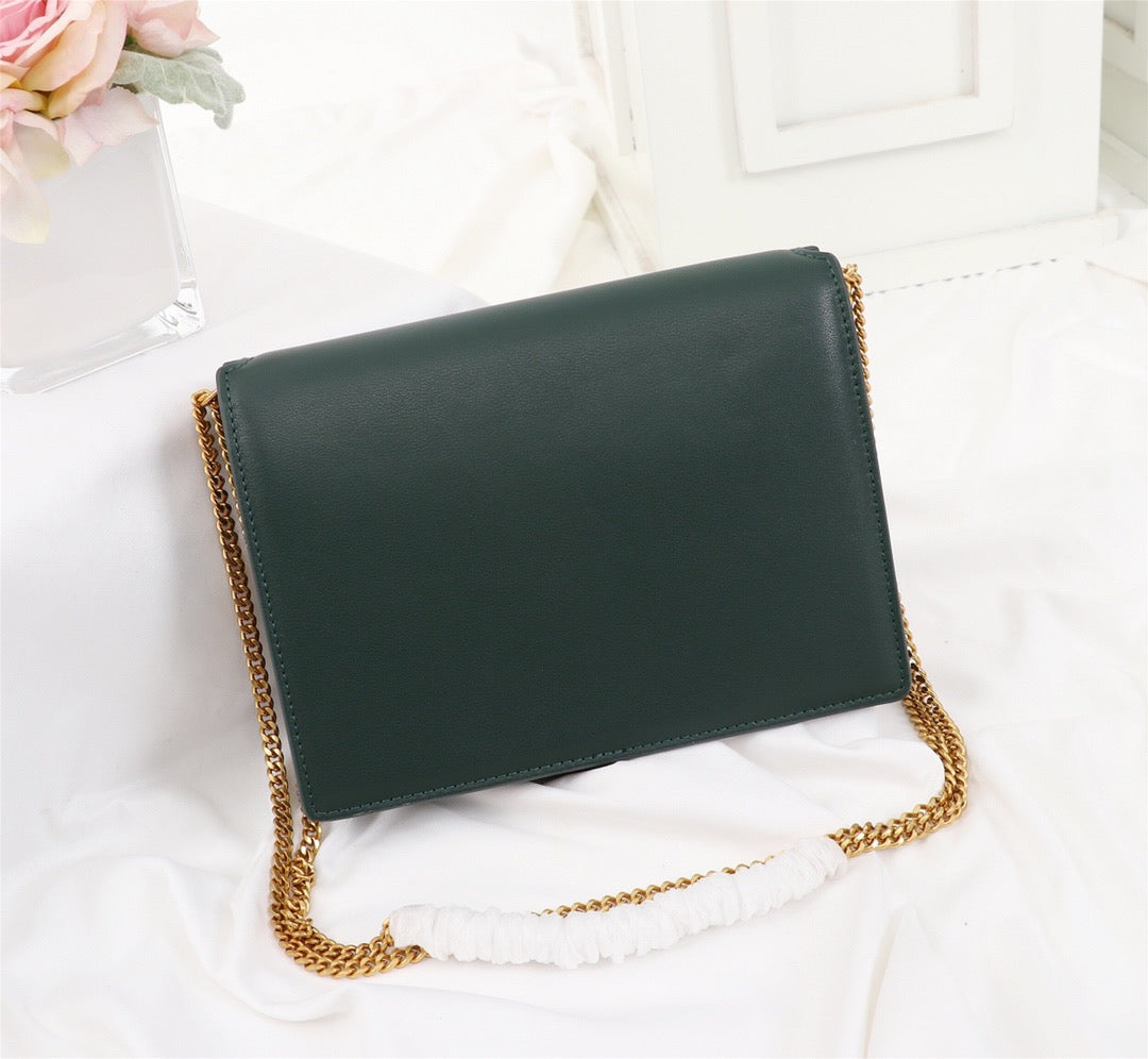 Saint Laurent Cassandra Bag In Dark Green Smooth Calfskin