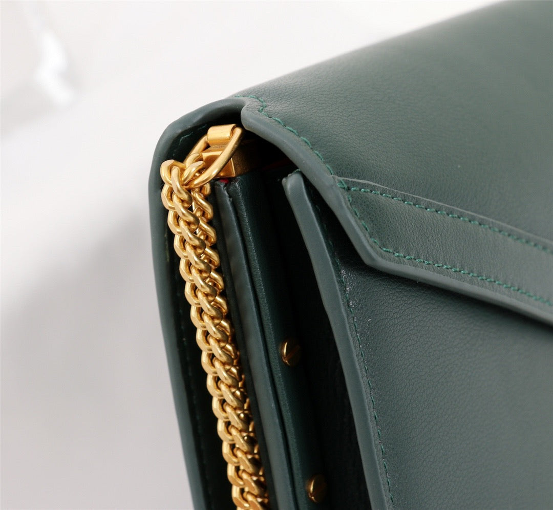 Saint Laurent Cassandra Bag In Dark Green Smooth Calfskin