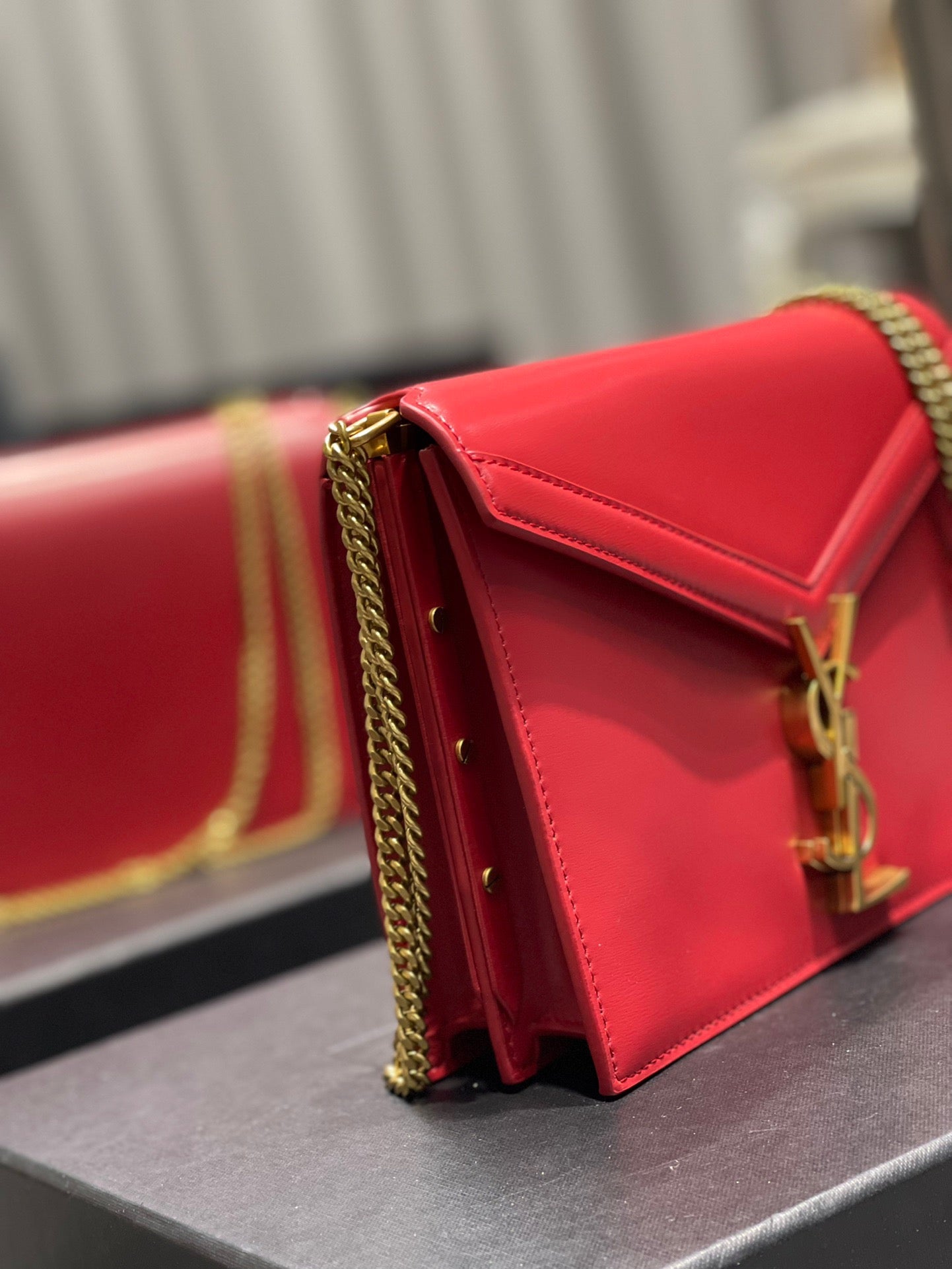 Saint Laurent Cassandra Bag In Red Calfskin