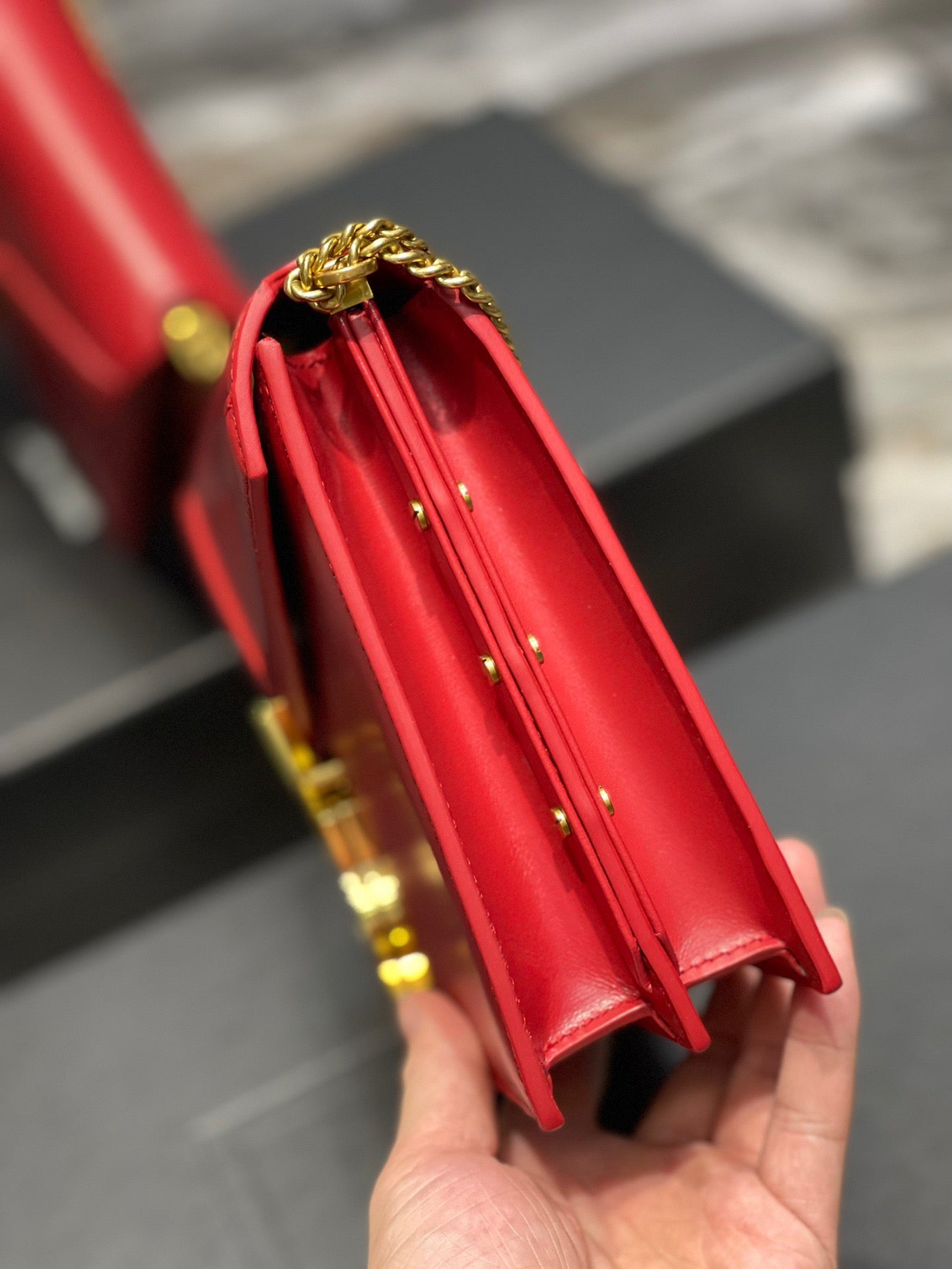 Saint Laurent Cassandra Bag In Red Calfskin