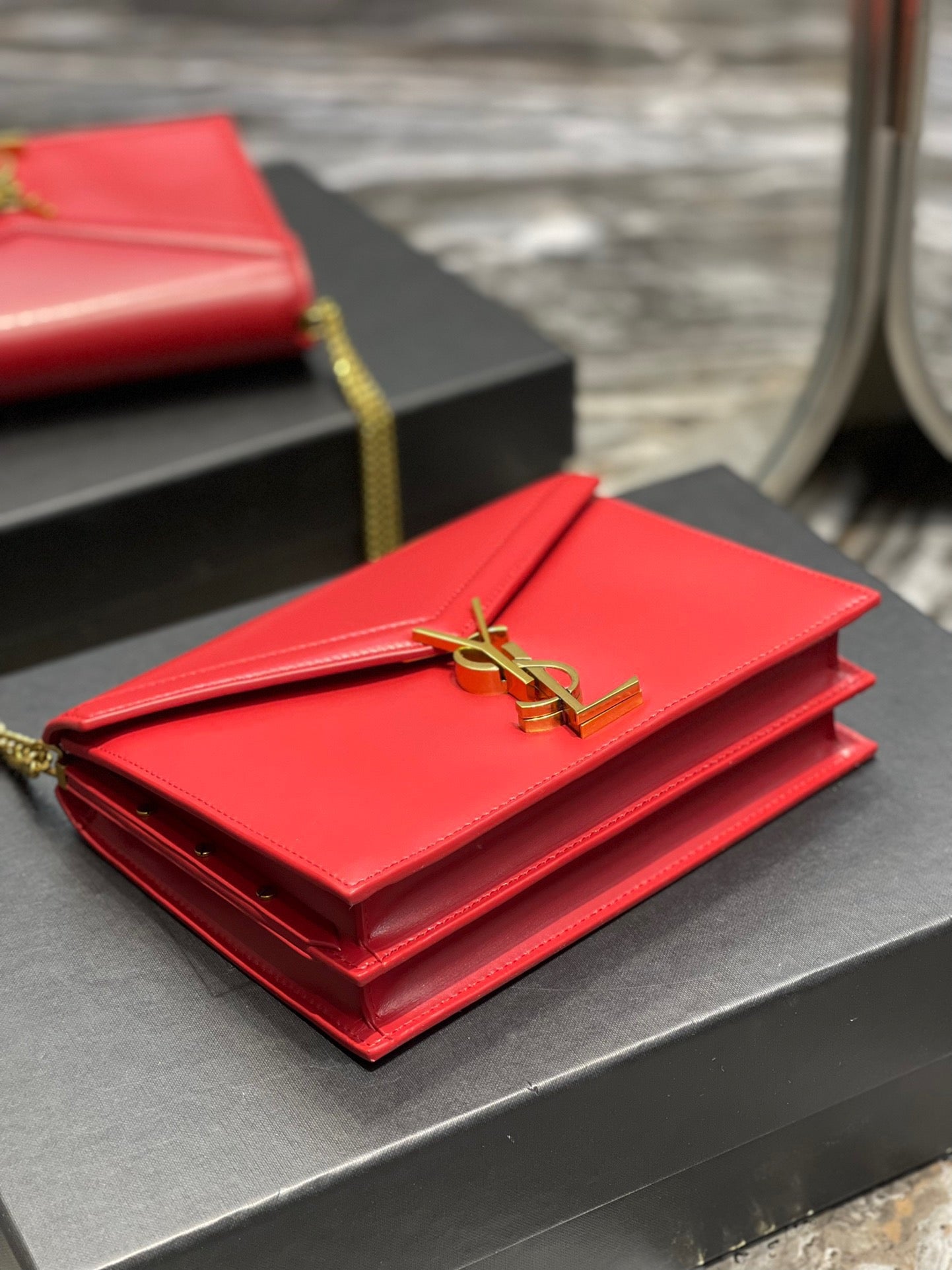 Saint Laurent Cassandra Bag In Red Calfskin