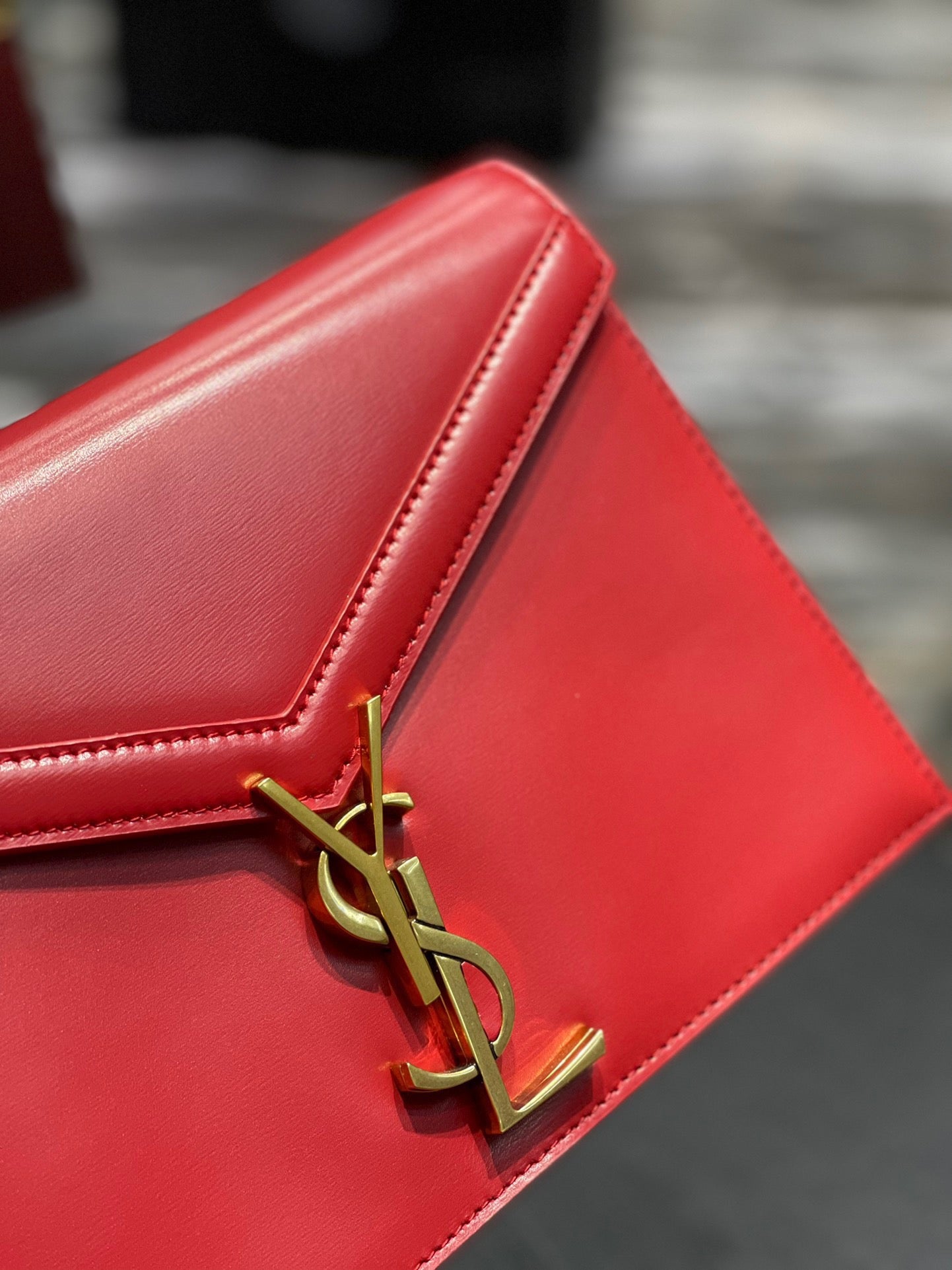 Saint Laurent Cassandra Bag In Red Calfskin