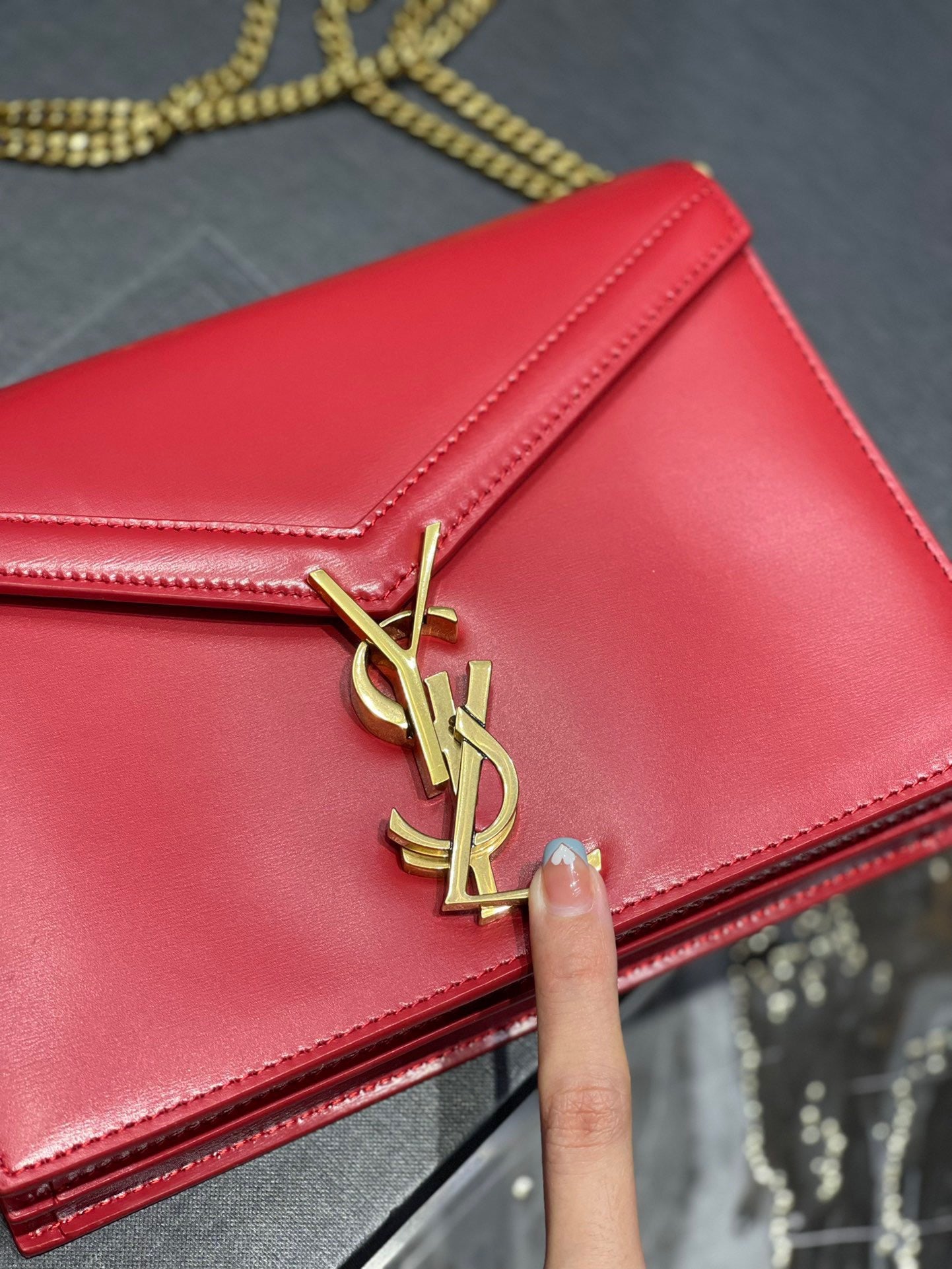 Saint Laurent Cassandra Bag In Red Calfskin