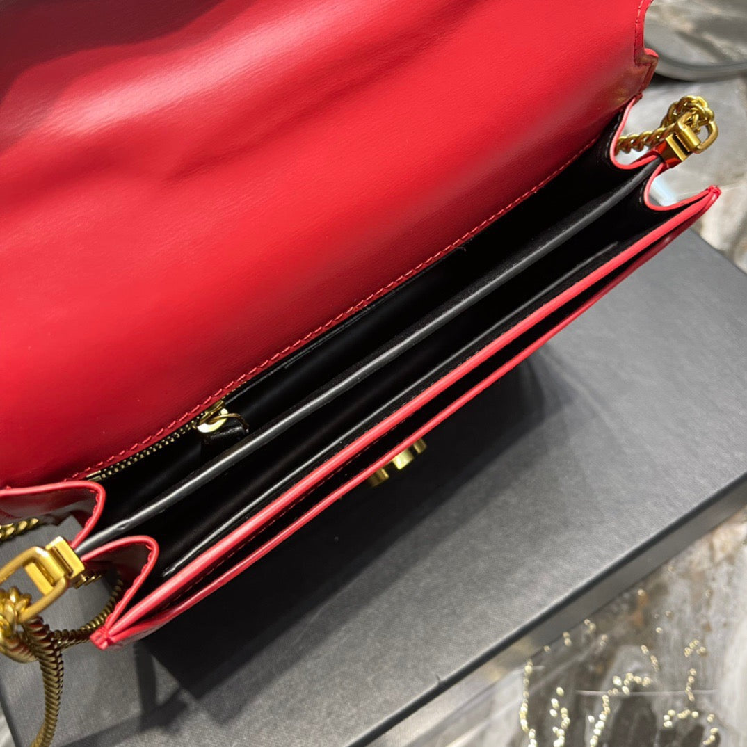 Saint Laurent Cassandra Bag In Red Calfskin