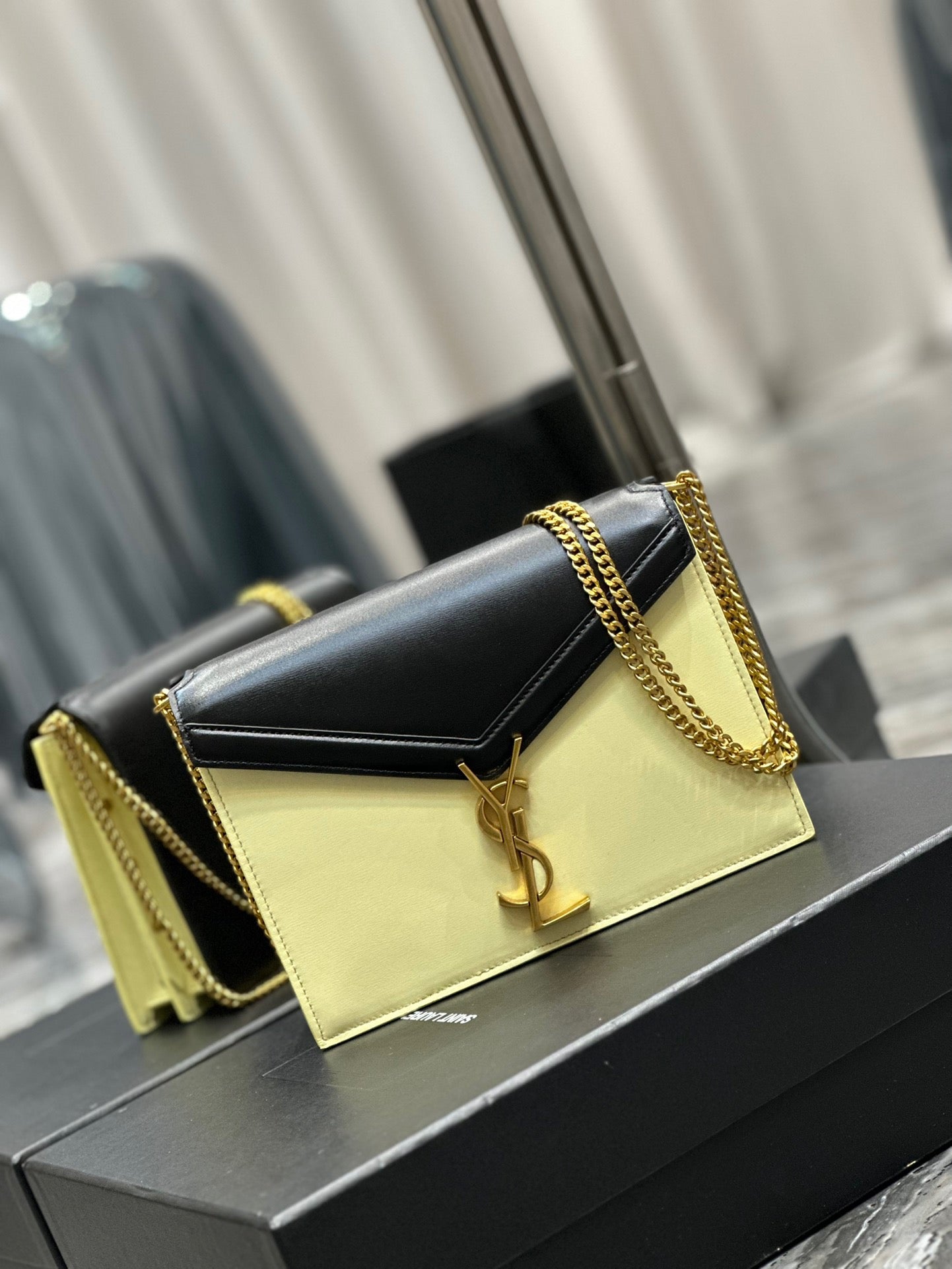 Saint Laurent Cassandra Bag In Yellow and Black Color Matching