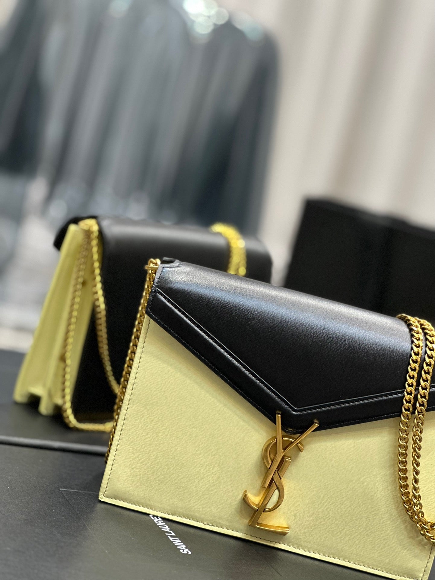 Saint Laurent Cassandra Bag In Yellow and Black Color Matching