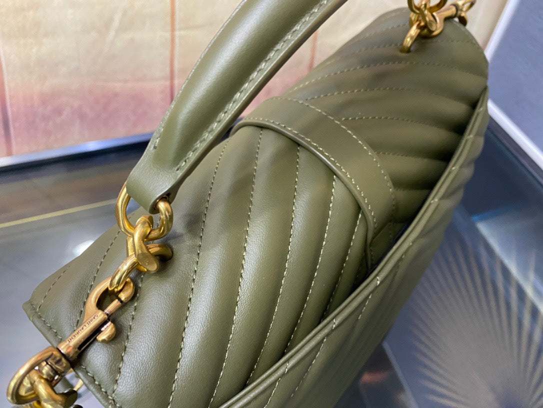 Saint Laurent College Medium Chain Bag In Green Goatskin