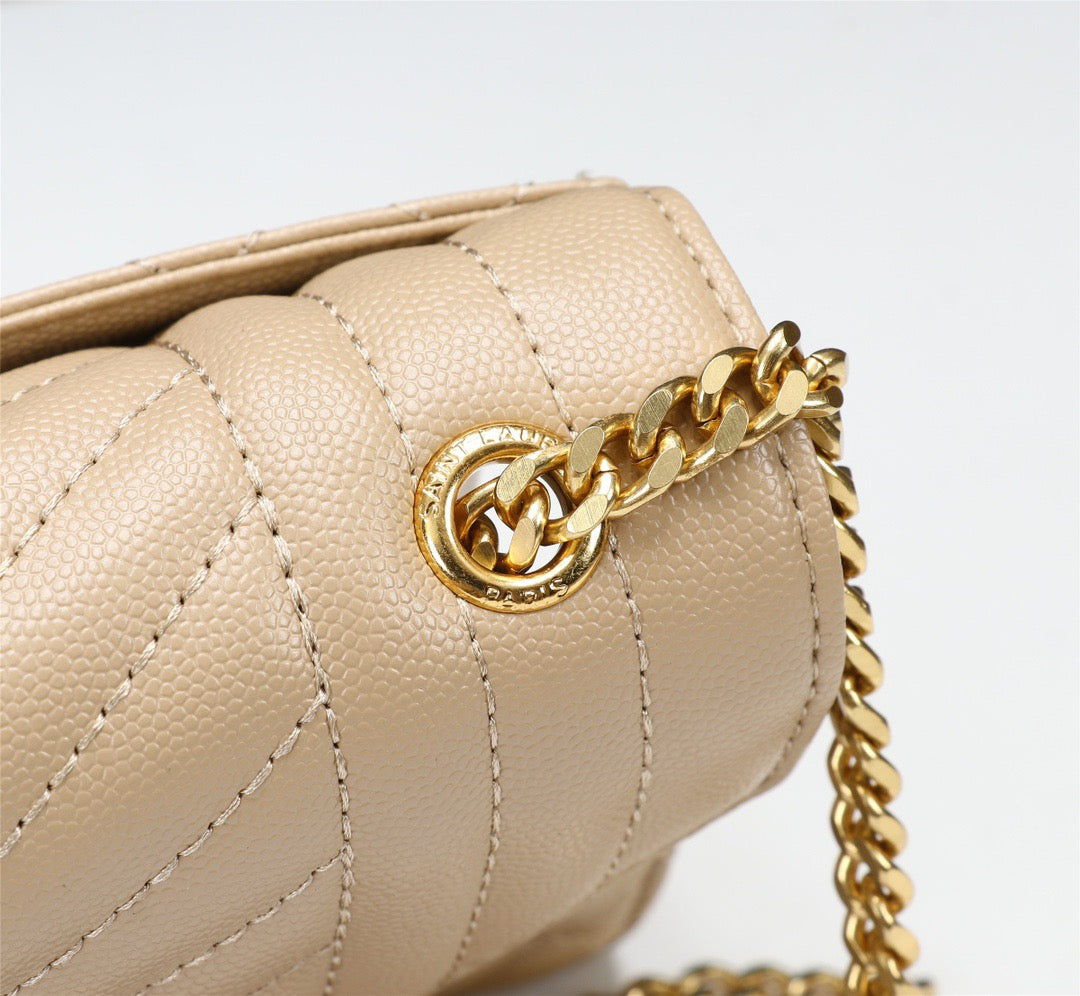 Saint Laurent Envelope Small Quilted Apricot Grained Leather Bag