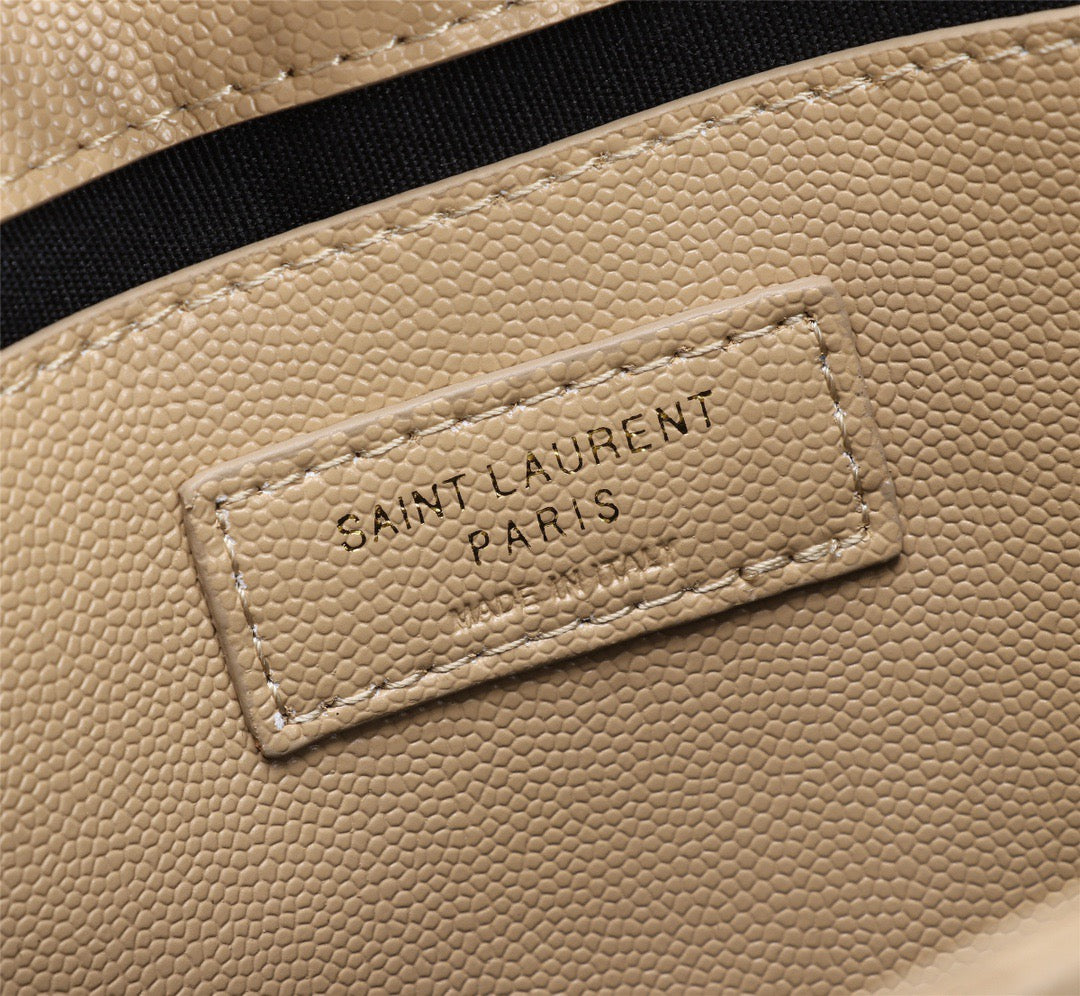 Saint Laurent Envelope Small Quilted Apricot Grained Leather Bag