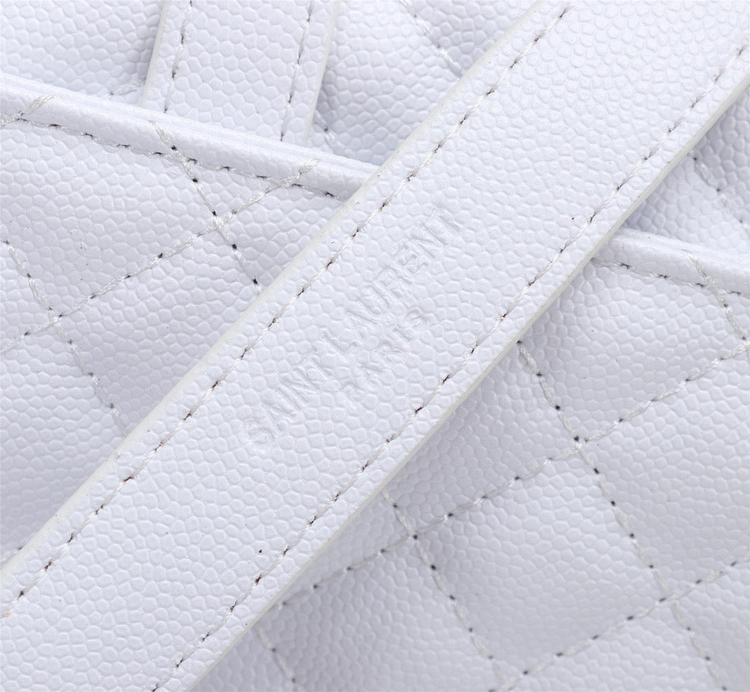 Saint Laurent Envelope Small Quilted White Grained Leather Bag