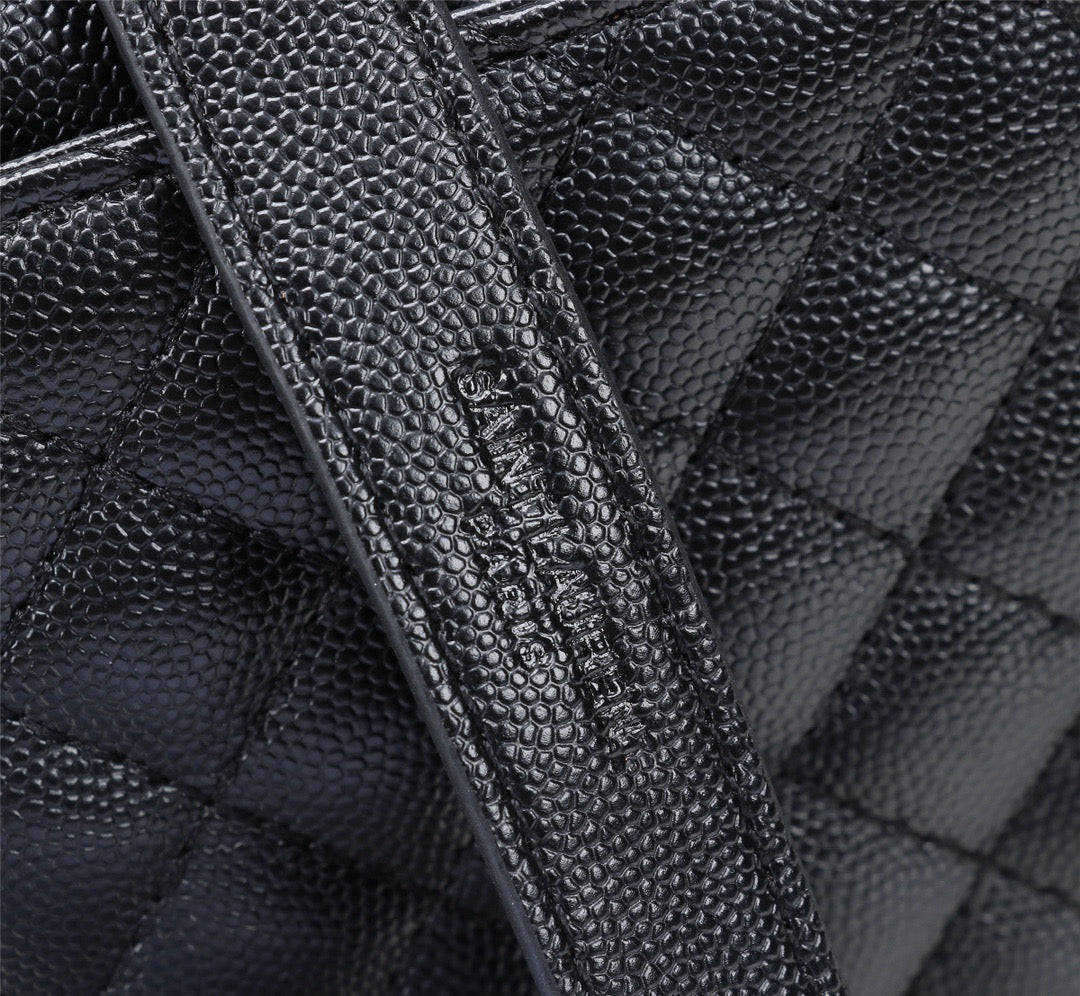 Saint Laurent Envelope Small Quilted Black Grained Leather With Gold Hardware