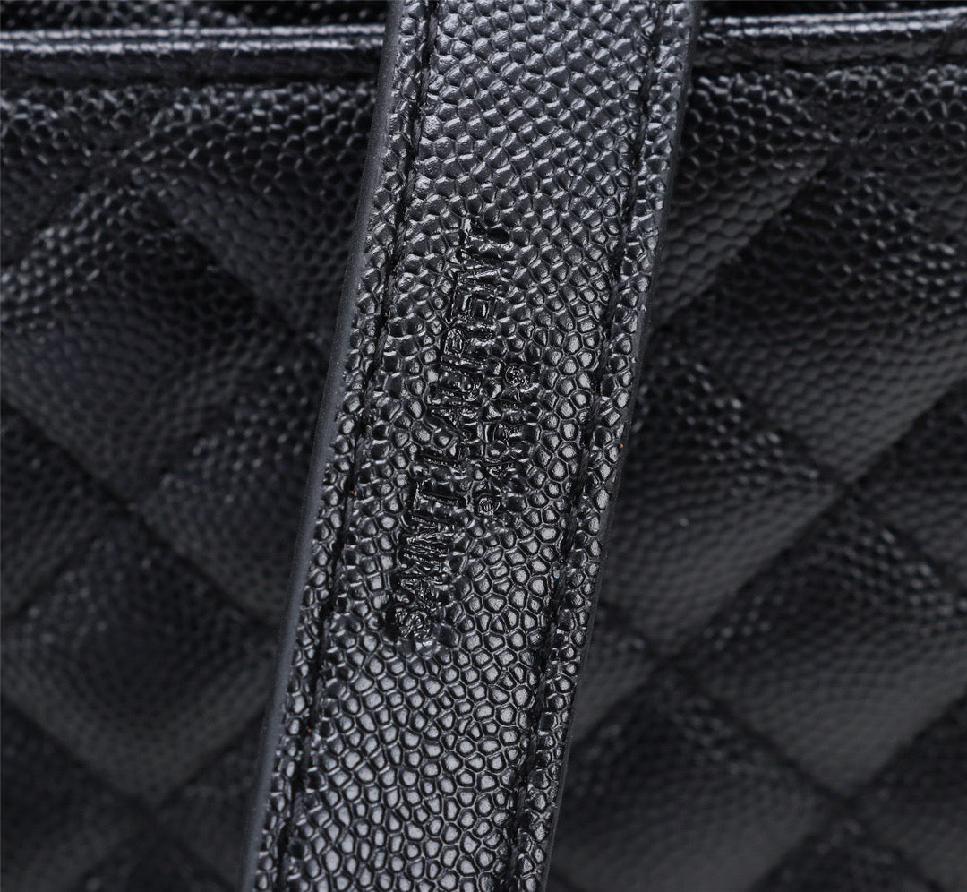 Saint Laurent Envelope Small Quilted Black Grained Leather With Black Hardware