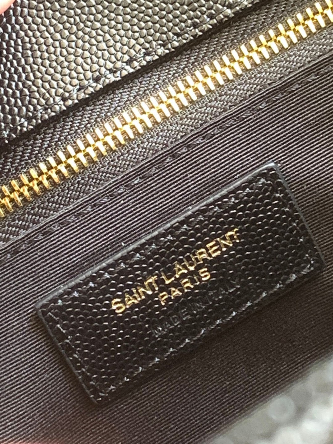 Saint Laurent Envelope Large Quilted Black Grained Leather With Gold Hardware